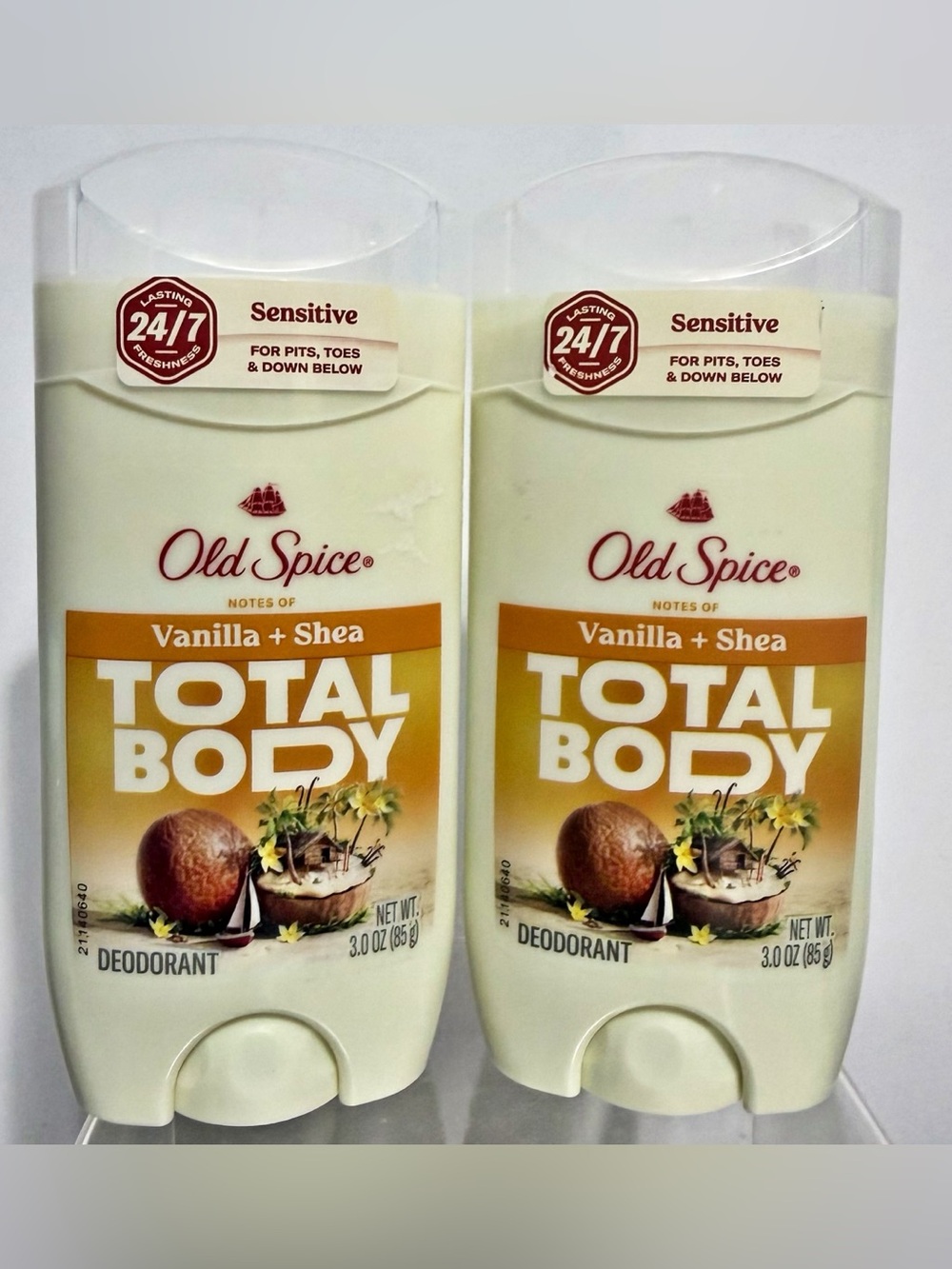 {2 Pack} OLD SPICE Total Body VANILLA + SHEA Sensitive 24/7 Deodorant 3oz NEW